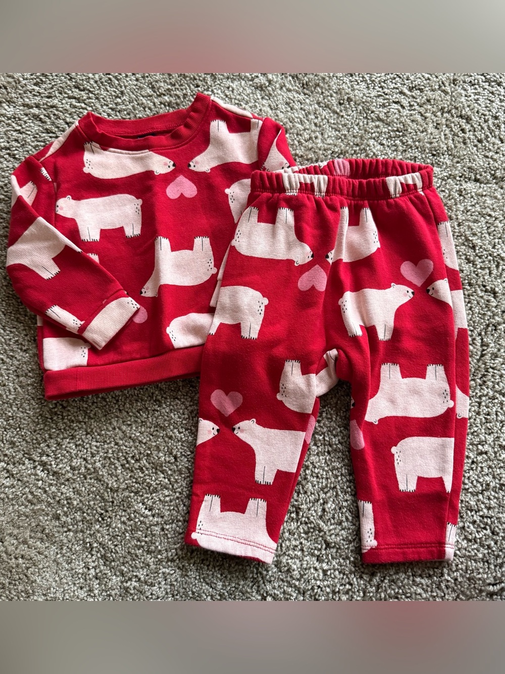 Old Navy Red Polar Bear Print Jogger Set